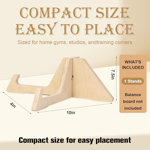 Wooden Balance Board Stand, Display Rack and Storage Holder for Balance Trainer and Wobble Board, Stable Organizer for Home Gym, Surf Training and Yoga Practice, 10 x 7.5 x 4 Inch