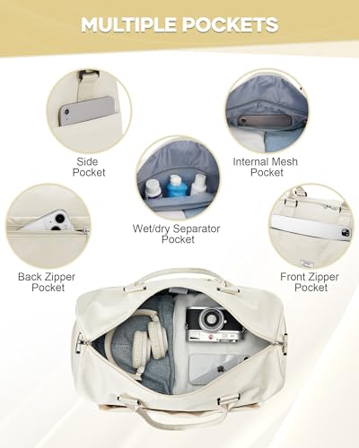 Travel Duffel Bag Weekender Bags for Women Carry On Gym Tote Bags White - color: G4-Cream White