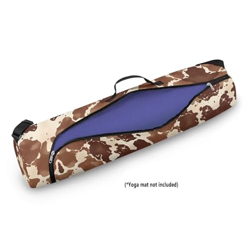 Yoga Mat Bag for Women & Men Full-Zip Yoga Mat Carrier Bag for Class Workout Park with Adjustable Strap - color: Cowhide Spot1