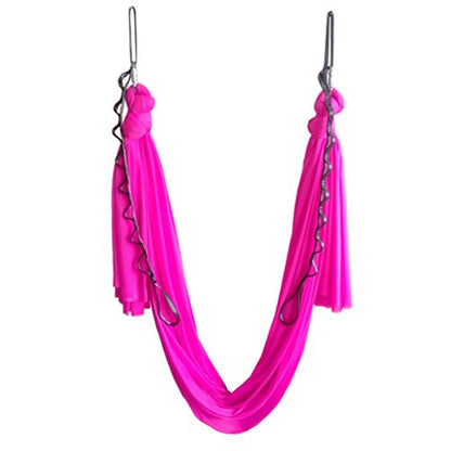 Aerial Yoga Hammock 5.5 Yards Yoga Swing Pilates Silk Home Gym Fitness Include hardware,Daisy Chain, Pose Guide - color: Pink