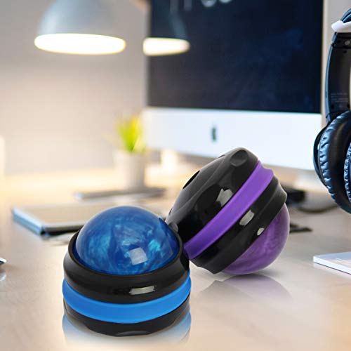 Coolrunner Massage Ball, 2-Pack Handheld Manual Roller Massager | Self Massage Therapy and Relax Full Body Tools, For Sore Muscles, Shoulders, Neck, Arms, Legs, Back, Foot, Body - color: Blue+purple