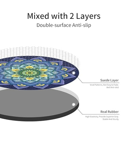 nuveti Large Meditation Mat Non Slip Round Yoga Mat Natural Rubber with Sueded Surface Exercise Mat Perfect for Meditating, Stretching, Yoga（140CM X 3.5MM Thick) - color: ZiQiDongLai