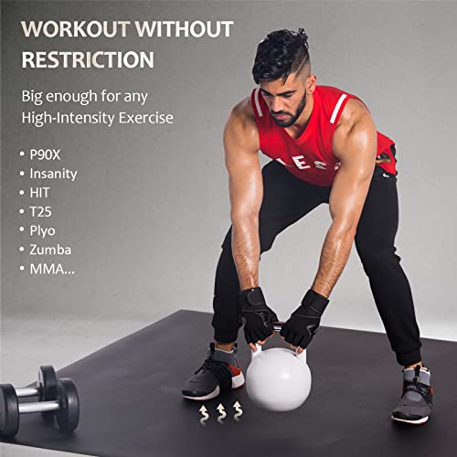 GXMMAT Large Exercise Mat 6'x4'/6'x5'/6'x6'(7mm) | High-Density Wide Workout Mats for Home Gym & Garage Flooring,Non-Slip Thick Cardio Mat for MMA,Weights,Fitness,Shoe-Friendly - color: Black Real, size: 6*6 FT