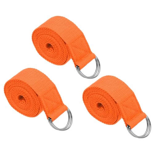PATIKIL Yoga Strap for Stretching Cotton Yoga Belt with Adjustable Metal D-Ring Buckle Stretch Band for Fitness Pilates - color: Orange