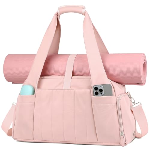 Marvolia Gym Bag for Women with Yoga Mat Holder, Pink - color: Pink