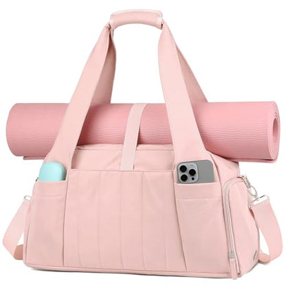 Marvolia Gym Bag for Women with Yoga Mat Holder, Pink - color: Pink