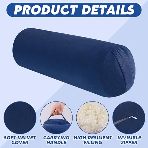 MABOZOO Round Yoga Pillow, Cylindrical Yoga Bolster Pillow with Washable Cover, Meditation Cushion Body Cushion for Practice, Restorative, Meditation - color: Blue
