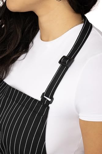 Chef Works Unisex Three Pocket Apron - color: Black White Pinstripe