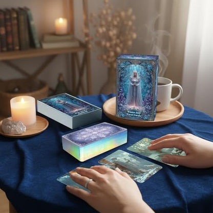sishui Tarot Cards for Beginners with Guidebook, Winter Still Tarot Deck, 80 Oracle & Tarot Cards, 400 GSM Card Stock with Gilded Edges, Rider-Waite Based for Spiritual Guidance & Self-Discovery - color: Gray