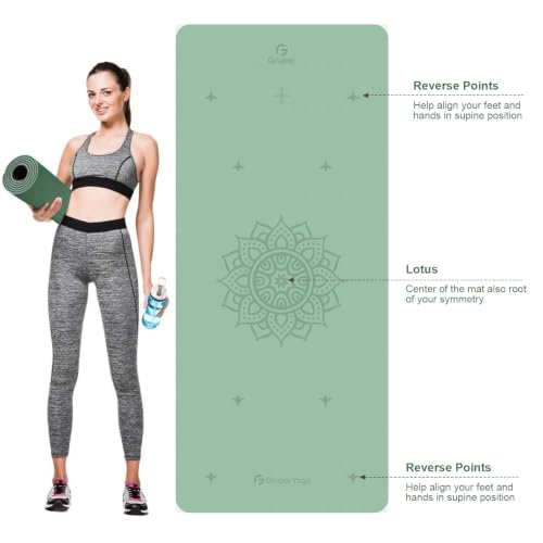 Gruper Yoga Mat Non Slip TPE Extra Wide Yoga Mat with Alignment Mark, 72"L x 32"W x 0.32"/0.24"Th (183cm x 80cm x 8mm/6mm), Anti-Tear Exercise Mat with Carrying Strap and Bag, Workout Mats for Yoga, Pilates - color: Green Black, size: 0.24*32*72 Inches
