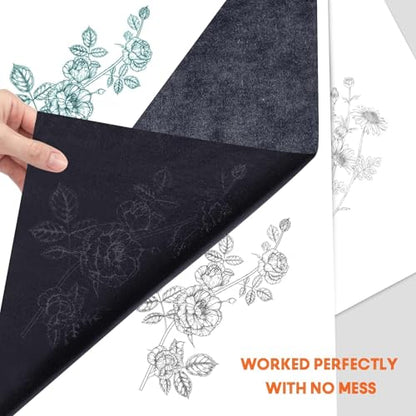 PSLER 100 Sheets Carbon Transfer Paper - Tracing Paper & 3 Embossing Stylus | Use with Carbon Paper, Dark Carbon Copy Paper for DIY Woodworking, Canvas, Art Crafts, Pattern Transfer & Drawing Surfaces - size: A4 (100 Sheet with 3PCS Embossing Stylus)