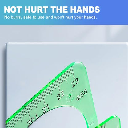 CoguZed 2 Pieces Clear Green Circle Template Set for Drawing & Drafting – Geometric Stencils & Rulers for Office, School, Architecture & Design with Zipper Bag