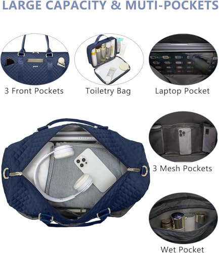 Women Weekender Travel Duffle Bag: Travel Duffel Overnight Bags with Shoe Compartment Large Carry on Tote with Toiletry Bag Weekend Traveling Yoga Gym Hospital Bag for Women with Wet Pocket Blue - color: 05-Blue, size: X-Large