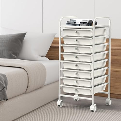 Simple Houseware 8 Drawers Rolling Utility Cart Art Craft Storage, White - color: White, size: 8 Drawers