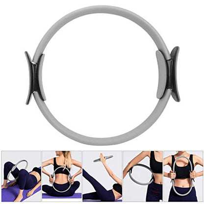 Yoga Ring, Pilates Circle for Home Gym Exercises Strengthens Core Muscles Fitness Ring for All Levels and Lie Positions(Grey)