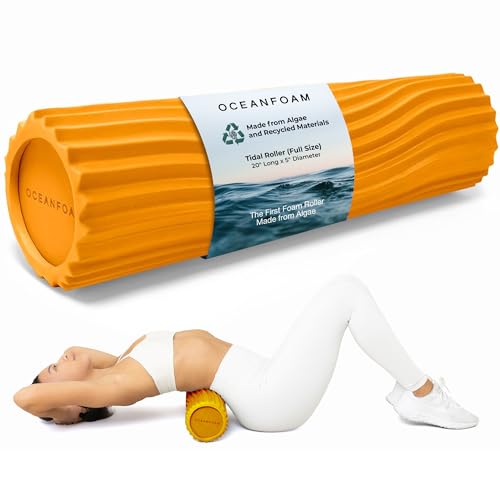 Oceanfoam Tidal Roller - Gold - Muscle Massage Foam Roller for Back Pain & Stretching - Firm and Ergonomic Wide Wave Textured - Yoga, Athletics, & Wellness - Full Size, 20" x 5" - color: Gold