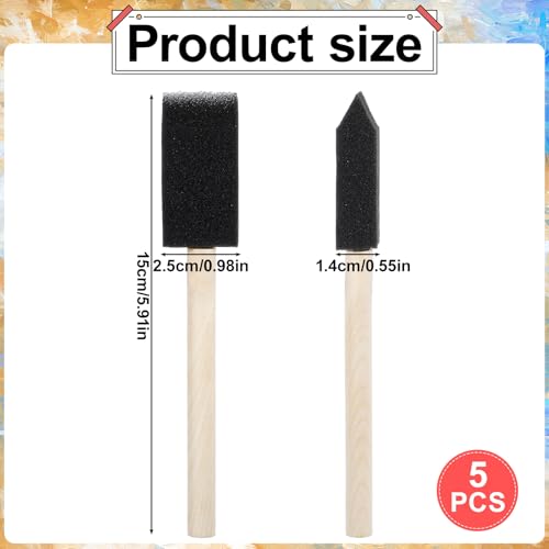 Giantree 5Pcs Foam Brushes for Painting, Foam Paint Brushes, Sponge Paint Brush, 1 Inch Paint Brush for Painting, Wooden Handles Brushes for Staining DIY Craft Varnishes Painting and Cleaning(1 Inch)