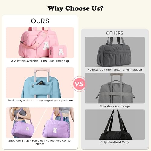 Initial Gym Duffle Bag, Carry On Bags for Women,Gifts for Girl - color: Purple, style: T