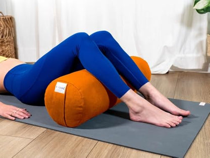 Pranayama Yoga Bolster Meditation Pillow - color: Tango, size: Cylindrical 26" x 8"