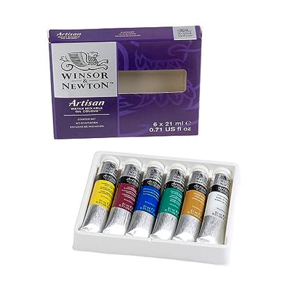 Winsor & Newton Artisan Water Mixable Oil Color Paint, Starter Set, 0.71-oz (21ml) Tubes, Set of 6 - style: Starter Set 6 x 0.71-oz