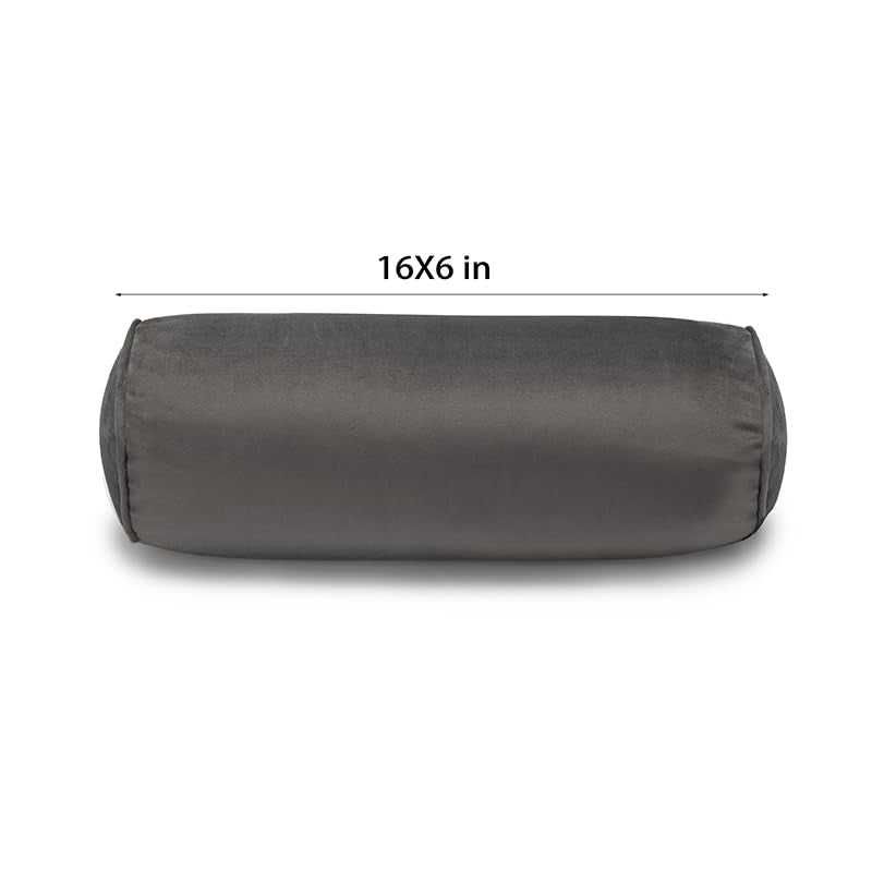 Neck Roll Pillow - color: Dark Grey (Vetlet)