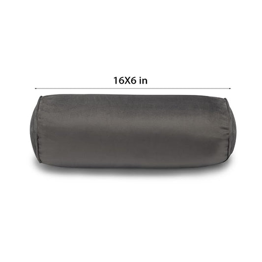 Neck Roll Pillow - color: Dark Grey (Vetlet)
