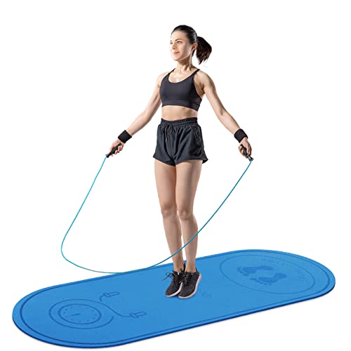 Jump Rope Mat 71"/63"x24" Larger Non-Slip Indoor Outdoor Exercise Fitness Mat, High-Density Workout Shock Absorption for Home Gym Flooring Concrete Jumping Rope - color: 71"x24"Blue
