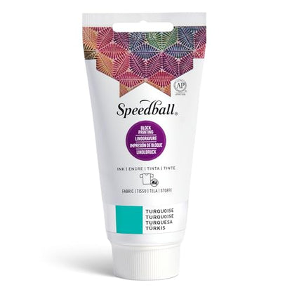 Speedball Fabric Block Printing Ink, 2.5-Ounce, Turquoise - Print on Textiles & Paper - Made in USA - color: Turquoise, size: 2.5 fl oz