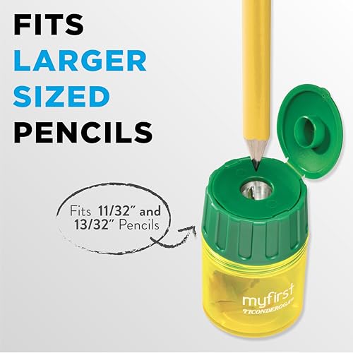Ticonderoga My First Pencil Sharpener, 1 Hole, Large Barrel, Yellow/Green