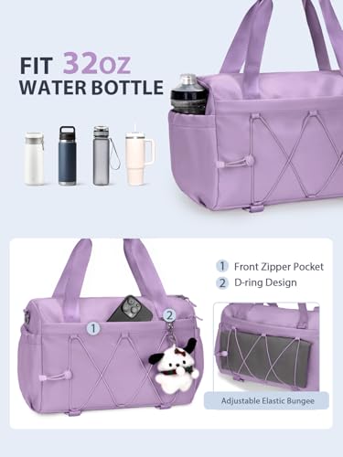 RHDZO Small Gym Bag for Women with Yoga Mat Holder and Wet Pocket, Purple - color: Purple