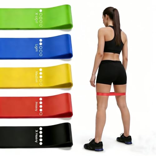 5-Level Resistance Bands Set - Skin-Friendly Exercise Bands for Home Fitness, Yoga, Leg Training & Physical Therapy