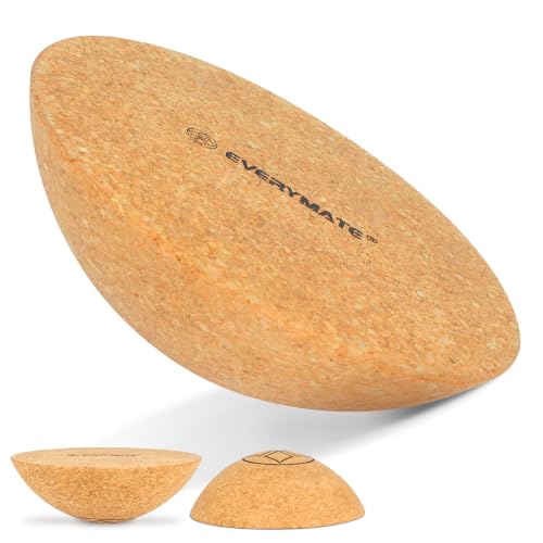 EVERYMATE Cork Balance Board Kit, Foot & Ankle Strengthener with Massage Roller/Ball,Balance Board Half & Half-Moon Ball, for Enhance Mobility & Prevent Falls Improve Foot Function for Home/Office/Gym - color: Half Ball-2