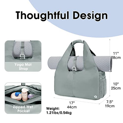 sportsnew Grey Yoga Gym Bags for Women with Shoes Compartment and Wet Dry Storage Pockets with 32oz 40oz Water Bottle Carrier Bag Insulated Water Bottle Pouch Holder with Adjustable Shoulder Strap Bla
