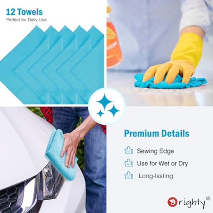 Orighty Microfiber Cleaning Cloth, Cleaning Rags, 12 Pack, 12x11 in, Blue - color: Blue, size: 12 Pack