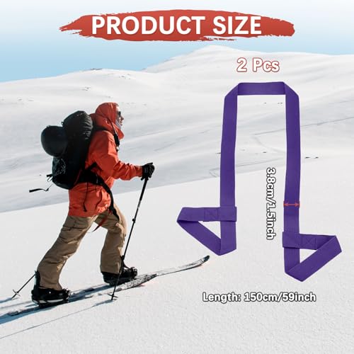 Roller Skate Leash - Adjustable Ski Boots Carrier Strap Use for Ski Boots & Snowboard Boots - color: Dark Purple