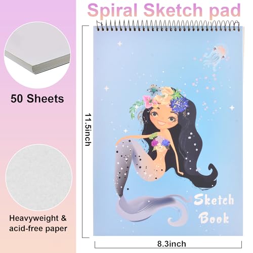 Sketch Book, 8”X11.5” 100 Pages(110gsm), Spiral Bound Artist Sketch Pad, Durable Acid Free Sketchbook for Painting, Sketching or Doodling, Best Gifts for Drawing Boys and Girls, White