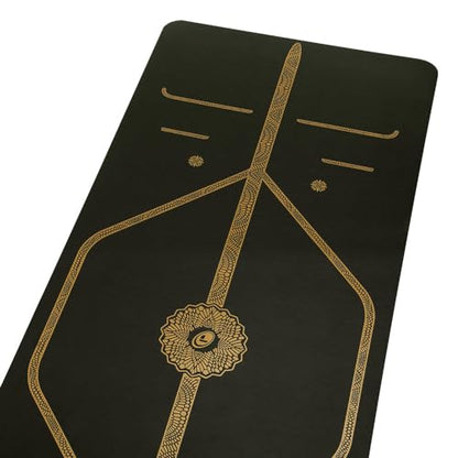 Liforme Travel Yoga Mat - Patented Alignment Design, Advanced Non-Slip Grip - color: Black & Gold