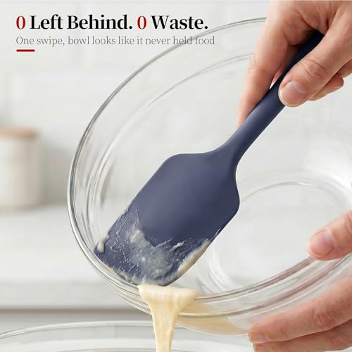 600ºF Heat Resistant Large Baking Silicone Spatula, Midnight Blue | 11.34in High Heat Food Safe Flexible Kitchen Silicone Scraper for Cooking Mixing Scraping Stirring Nonstick Cookware Pan Bowl - color: Midnight Blue, size: 11.34in - Large Spatula