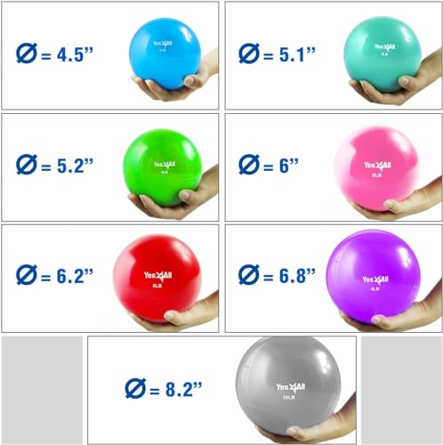 Yes4All Weighted Toning Balls for Exercise, Soft Medicine Balls for Exercise, Pilates, Yoga, Balance, Flexibility, 2-10lbs - color: Gray, style: A. Smooth