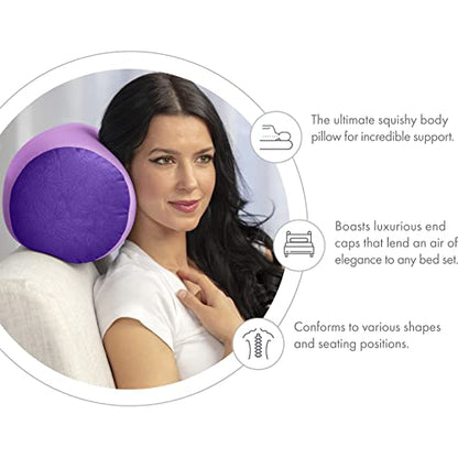 Microbead Bolster Neck Roll Pillow, 14x8 in Cylinder Tube, Paril Purple | Silky feel fabric helps prevent wrinkles & hair breakage; feather-light beads gently cushion head & shoulders as you rest - color: Paril Purple