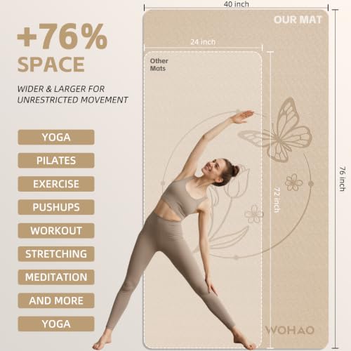 Large 76"x40"x0.4" Yoga Mat - color: Milk coffee