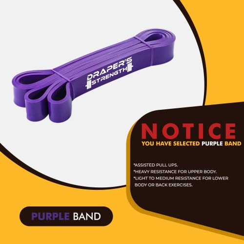 Draper's Strength Heavy Duty Resistance Stretch Loop Bands for Powerlifting Workout Exercise and Assisted Pull Ups - color: #04 Purple