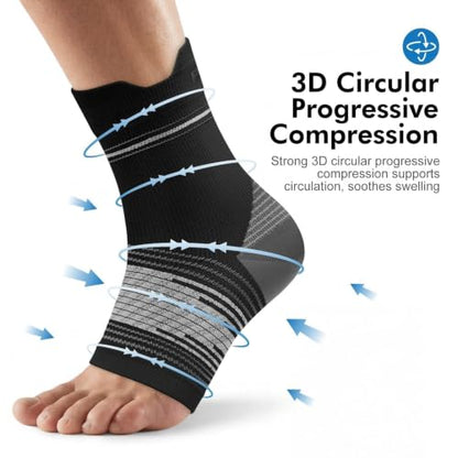PAPLUS 6 Pairs Compression Socks Women & Men for Plantar Fasciitis Relief - color: Black(6 Pairs), size: X-Large (6 Pair)