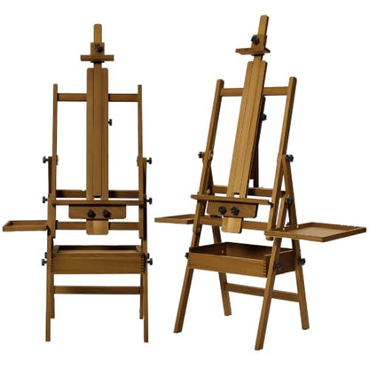 MEEDEN Painting Easel with Storage and Tray: H-Frame Beech Wood Art Easel | Easel Stand for Adults, Artists, Students, Beginners - Adjustable 50"-80" H, Holds Canvas Up to 47 Inches - color: Walnut