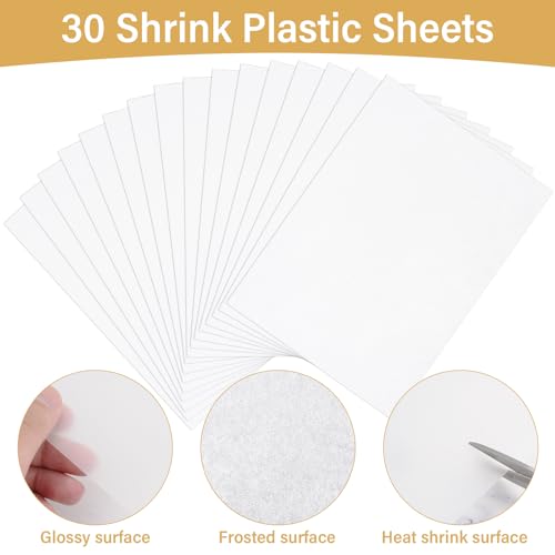161 Pcs Shrink Paper Keychain Kit,30 Shrink Plastic Sheets for Teens | Includes 7.9 x 5.7 inch sheets,hole punch,lobster clasps and jump rings for coloring,keychains and charms
