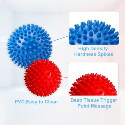 Spiky Massage Ball Set, 3in & 3.5in Dual Size Hard Spiked Rollers