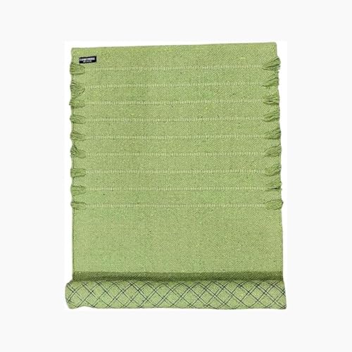 Indian Handmade100 % Organic Anti Skid Multi Colour Cotton Yoga Mat - Eco-Friendly Hand-Woven Rug - Non-Slip & Thick (24”x72”x5mm) for Hot yoga & Everyday Fitness at Home - Comfortable & Foldable Extra-Long Mat - color: Green