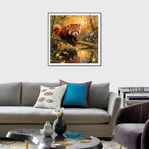 Acudotr Red Panda Diamond Painting Kits for Adults, 5D DIY Diamond Art Kits for Beginners, Full Drill Diamond Painting Kits for Home Wall Decor, 12x12 Inch