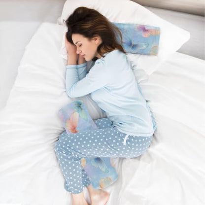 Neck Roll Pillow Bolster Pillows Round Health Memory Foam Long Cervical Cylinder Body Removable Washable Cover Bed Legs Back Yoga Butterfly Blue Pink - color: Butterfly 28