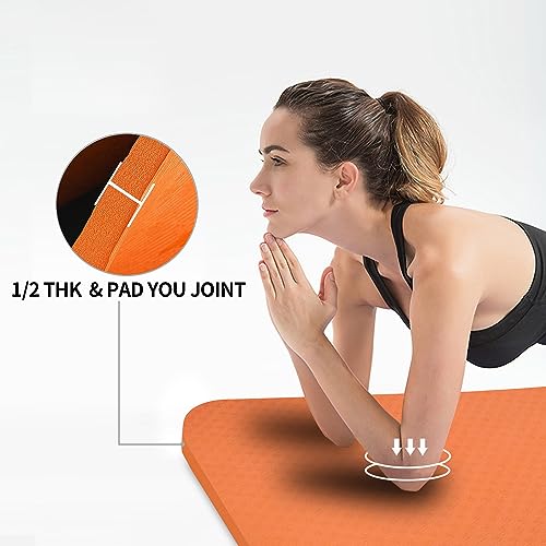 Hatha Yoga Large TPE Yoga Mat 6'x4'x1/2" Extra Thick Non-Slip Exercise Mat - for Yoga Pilates & Home Gym Workouts - color: Orange